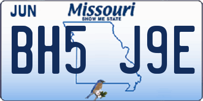 MO license plate BH5J9E
