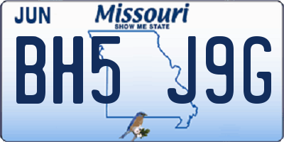 MO license plate BH5J9G