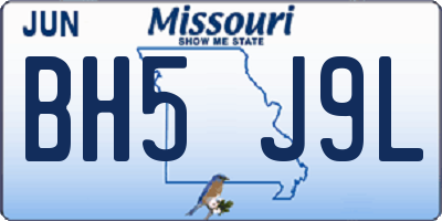 MO license plate BH5J9L