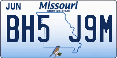 MO license plate BH5J9M
