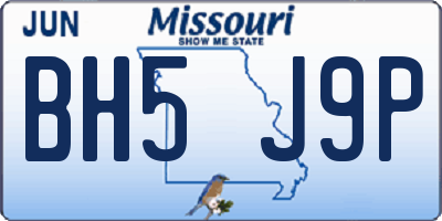 MO license plate BH5J9P