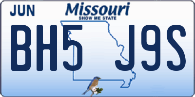 MO license plate BH5J9S