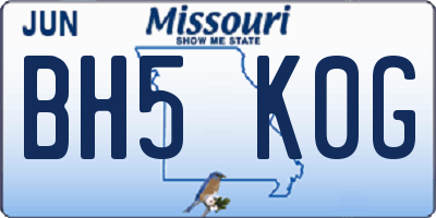 MO license plate BH5K0G