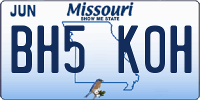 MO license plate BH5K0H