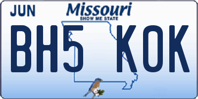 MO license plate BH5K0K