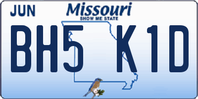 MO license plate BH5K1D