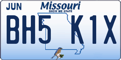MO license plate BH5K1X