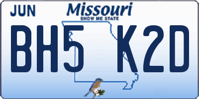 MO license plate BH5K2D