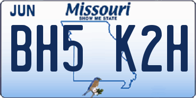 MO license plate BH5K2H