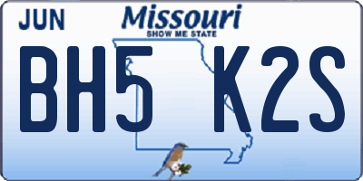 MO license plate BH5K2S