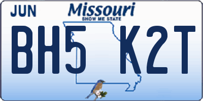 MO license plate BH5K2T