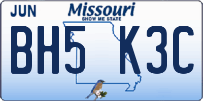 MO license plate BH5K3C