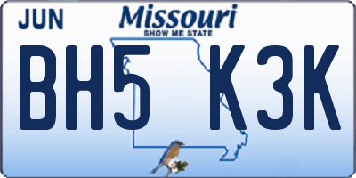 MO license plate BH5K3K