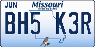 MO license plate BH5K3R
