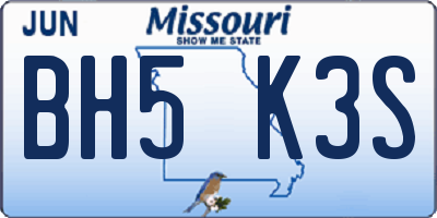 MO license plate BH5K3S