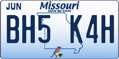 MO license plate BH5K4H