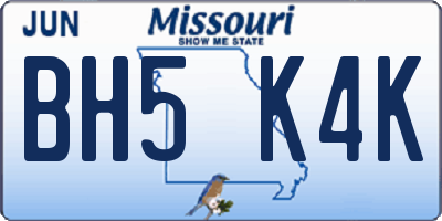 MO license plate BH5K4K