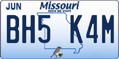 MO license plate BH5K4M
