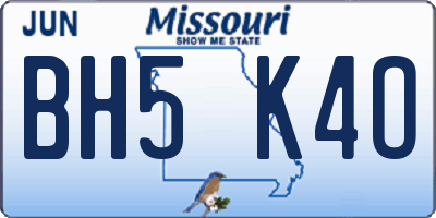 MO license plate BH5K4O