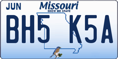 MO license plate BH5K5A