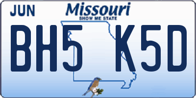 MO license plate BH5K5D