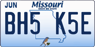 MO license plate BH5K5E