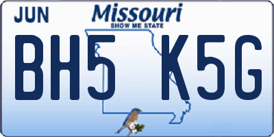 MO license plate BH5K5G
