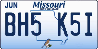 MO license plate BH5K5I