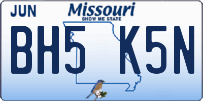 MO license plate BH5K5N