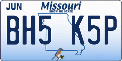 MO license plate BH5K5P