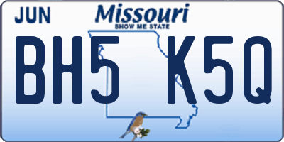 MO license plate BH5K5Q