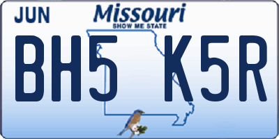 MO license plate BH5K5R