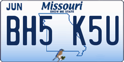 MO license plate BH5K5U