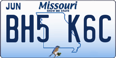 MO license plate BH5K6C