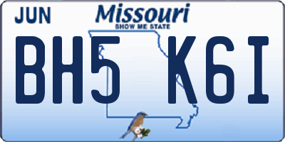 MO license plate BH5K6I
