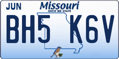 MO license plate BH5K6V