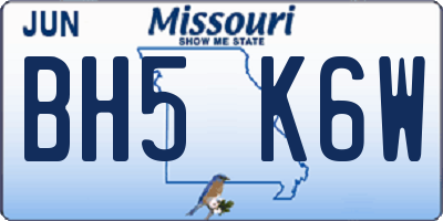 MO license plate BH5K6W