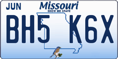 MO license plate BH5K6X