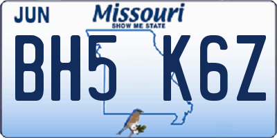 MO license plate BH5K6Z