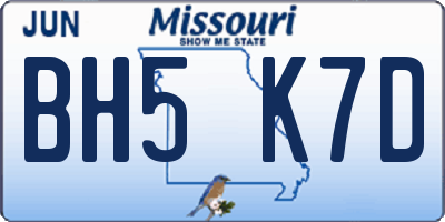 MO license plate BH5K7D