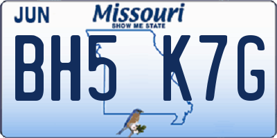 MO license plate BH5K7G