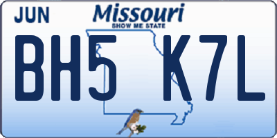 MO license plate BH5K7L