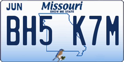 MO license plate BH5K7M