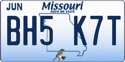 MO license plate BH5K7T