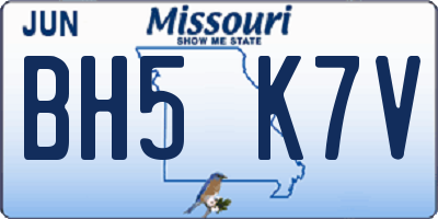 MO license plate BH5K7V
