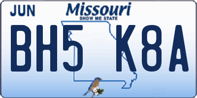 MO license plate BH5K8A