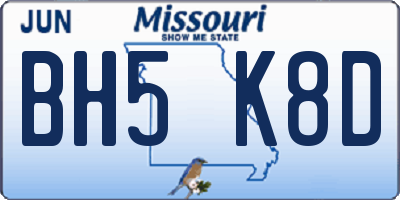 MO license plate BH5K8D