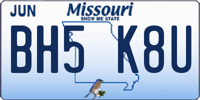 MO license plate BH5K8U