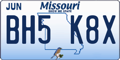 MO license plate BH5K8X
