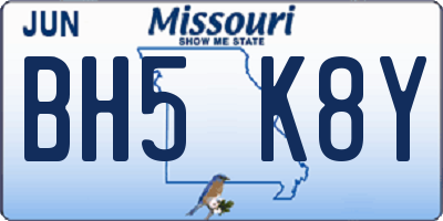 MO license plate BH5K8Y